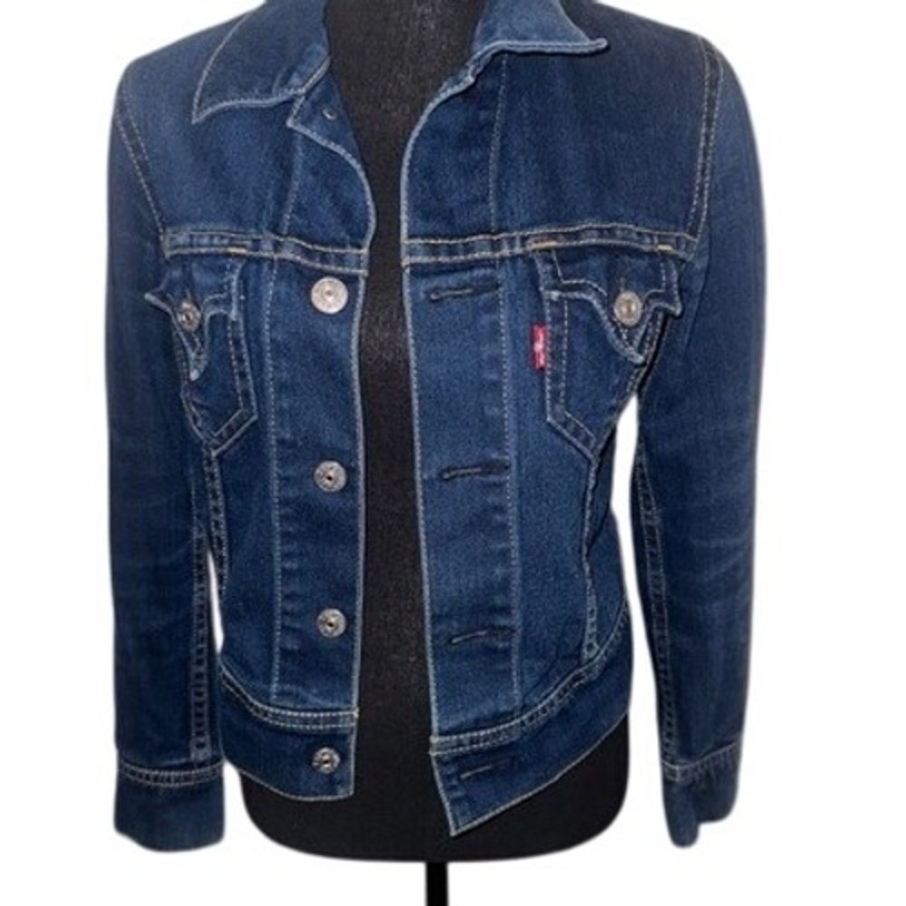 Levi's Type 1 Iconic Denim Jacket Women's Small Stretch Fitted Dark Wash